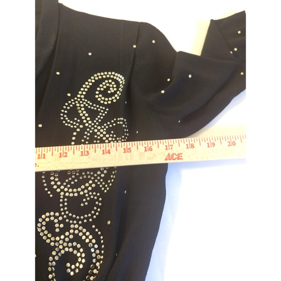 Rare Vtg 1930s Art Deco Black Nail Head Studded Dress S Whimsigoth Vamp Jive - Picture 14 of 16